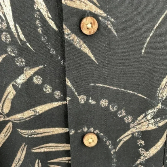 Puritan Men’s Tropical Shirt XL Black Tan Palm Leaves Short Sleeve Button Down - Picture 5 of 8